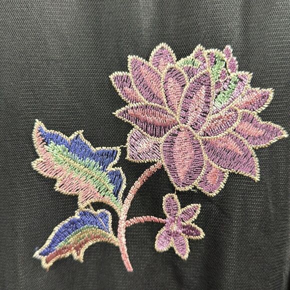 Catherines Black Floral Embroidered Mesh Blouse Womens 4X Elegant Boho Romantic - Picture 14 of 16